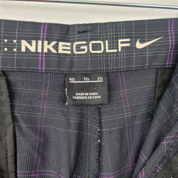 Nike Golf Mens Plaid Shorts Purple Gray Checkered Performance Fit Size 40 - Picture 3 of 12